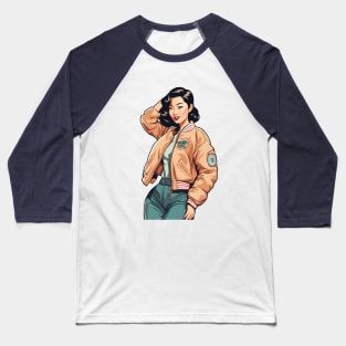 Retro Fashionable Flight Bomber Threads Casual Fashion Jacket Baseball T-Shirt